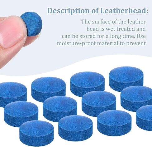 20 PCS Slip on Pool Cue Tips و 20 pcs pools leather pools blue tip 0.47 inch billiard arge tip pool stick stips stips for billiard pools counes issories in Kuwait