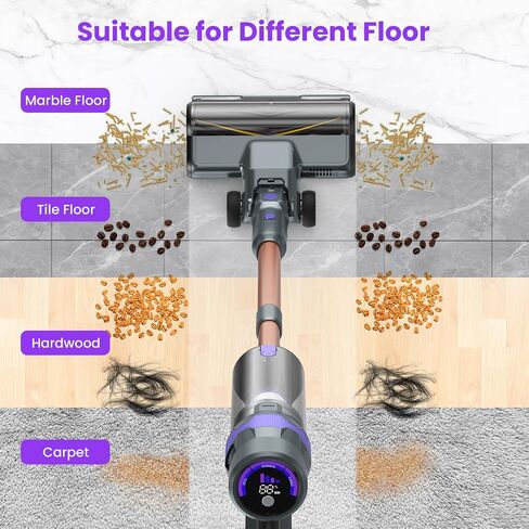 Cordless Vacuum Cleaner, 50Kpa Lightweight Cordless Stick Vacuum, 500W Rechargeable Battery Vacuum with 50min Runtime, LED Display, Stick Vacuum Cleaners for Home Pet Hair Hardfloor Carpet-V2 in Saudi Arabia