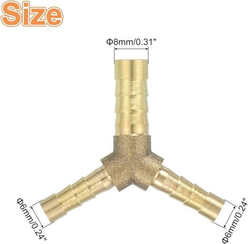 uxcell 3 pcs brass خرطوم Barb Fitting y على شكل 3 طريقة موصل مقرن ، 5/16 "x1/4" x1/4 "معرف النحاس المناسب تركيبات خرطوم الهواء تركيبات لربط هواء الوقود المائي ، خراطيم الزيت in Saudi Arabia