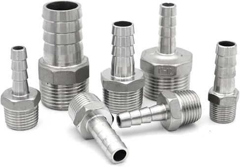 1PC SS304 خرطوم بارب موصل 6 8 10 12 13 15 16 19 20 25 32 38 مم مع BSPT MALE THREAL 1/8 "1/4" 3/8 "1/2" 3/4 "1" تركيبات الأنابيب (12 مم ، 1 ") in Saudi Arabia