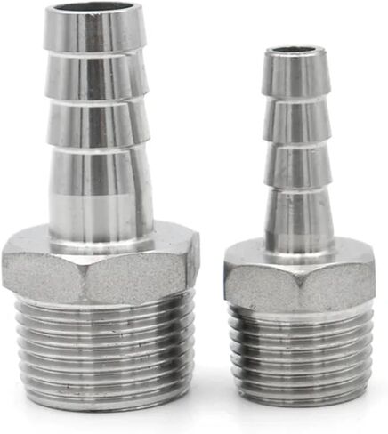 1PC SS304 خرطوم بارب موصل 6 8 10 12 13 15 16 19 20 25 32 38 مم مع BSPT MALE THREAL 1/8 "1/4" 3/8 "1/2" 3/4 "1" تركيبات الأنابيب (12 مم ، 1 ") in Saudi Arabia