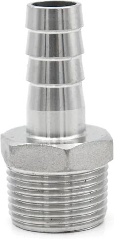 1PC SS304 خرطوم بارب موصل 6 8 10 12 13 15 16 19 20 25 32 38 مم مع BSPT MALE THREAL 1/8 "1/4" 3/8 "1/2" 3/4 "1" تركيبات الأنابيب (12 مم ، 1 ") in Saudi Arabia
