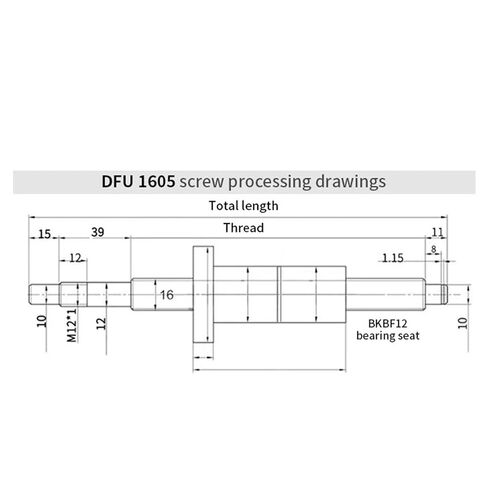 Linear Motion Ball Screw Precision Part 1pcs Ball Screw DFU1605 150-1000mm+Double Nut Ball Nut+End Machined Router(950MM) in Kuwait
