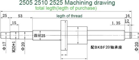 Linear Motion Ball Screw Precision Part 25mm SFU2505 Ball Screw Set Kit with Single Nut + BKBF20 Support + DSG25H Nut Housing + D40L66 Coupling(800mm) in Saudi Arabia