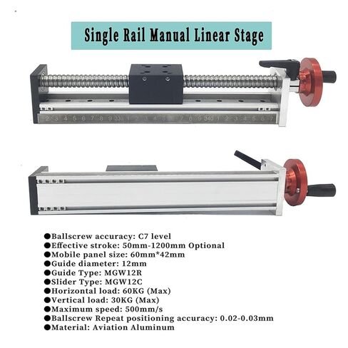 Linear Motion Ball Screw Precision Part Manual Sliding Table 50~1000mm Effective Stroke Ball Screw SFU1204 Single Line Rail Guide MGW12C Slider(900MM Stroke) in Kuwait
