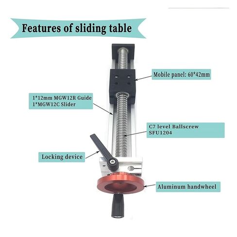 Linear Motion Ball Screw Precision Part Manual Sliding Table 50~1000mm Effective Stroke Ball Screw SFU1204 Single Line Rail Guide MGW12C Slider(900MM Stroke) in Kuwait