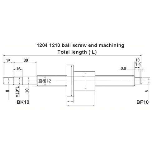 Linear Motion Ball Screw Precision Part SFU1204 Ball Screw C7 End Machined +Single Flange Ball Nut BFBK10 + Ball Nut Housing+Supporter(250mm) in Kuwait