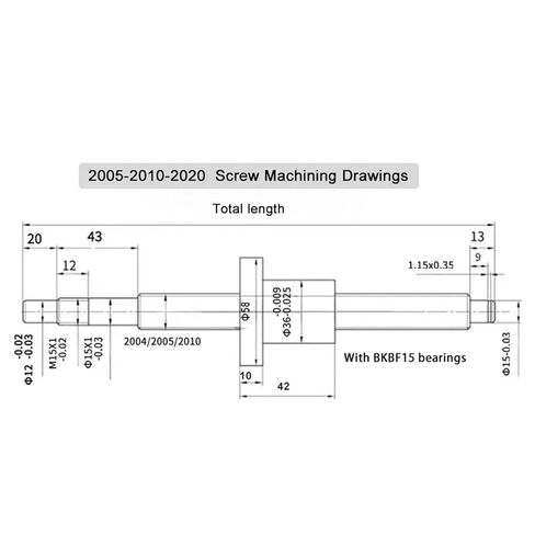 Linear Motion Ball Screw Precision Part Ball Screw End Machining SFU2010 Nut Housing+ BK15 BF15 Fixed Support Block Jaw Coupling(595mm) in Kuwait