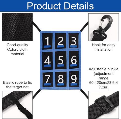 Adjustable Baseball Strike Zone Target Net, 26.8x19.3in 9 Hole Pitching Softball Net with Numbers Baseball Pitching Target Strike Zone(Blue & Black) in Kuwait