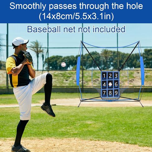 Adjustable Baseball Strike Zone Target Net, 26.8x19.3in 9 Hole Pitching Softball Net with Numbers Baseball Pitching Target Strike Zone(Blue & Black) in Kuwait