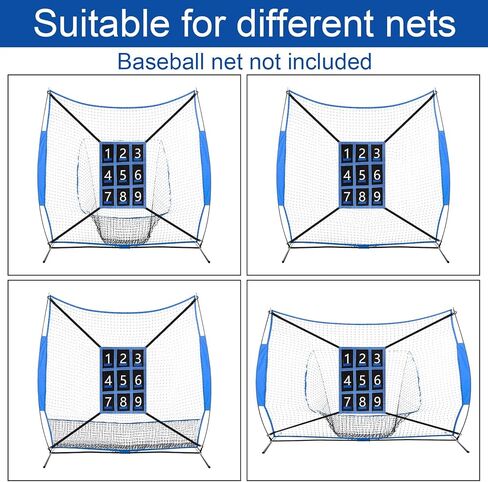 Adjustable Baseball Strike Zone Target Net, 26.8x19.3in 9 Hole Pitching Softball Net with Numbers Baseball Pitching Target Strike Zone(Blue & Black) in Kuwait