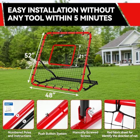 48 × 52 بوصة البيسبول إعادة صياغة مكافحة UV 3 زوايا قابلة للتعديل ، مدرب ميدان ، الكرة الطائرة لكرة القدم لكرة القدم للرجبي ترتد الظهر الشب in Kuwait