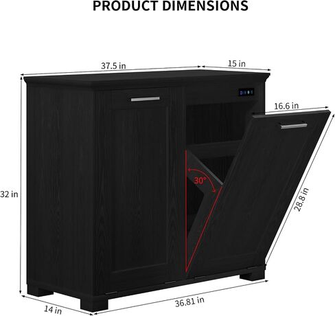 Wooden Tilt Out Trash Cabinet, Hidden Trash Can Cabinet 10 Gallon Garbage Cabinet for Kitchen, Living Room & Bathroom White Finish in Saudi Arabia