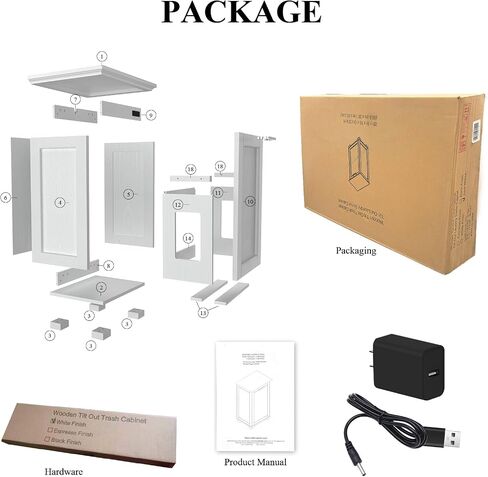 Wooden Tilt Out Trash Cabinet, Hidden Trash Can Cabinet 10 Gallon Garbage Cabinet for Kitchen, Living Room & Bathroom White Finish in Saudi Arabia