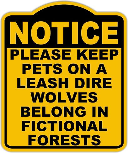 يرجى الاحتفاظ بالحيوانات الأليفة على ذئاب قاسية في الغابات الخيالية تلاحظ علامة ألومنيوم أسود أصفر علامة 8.5 × 10 بوصات in Kuwait