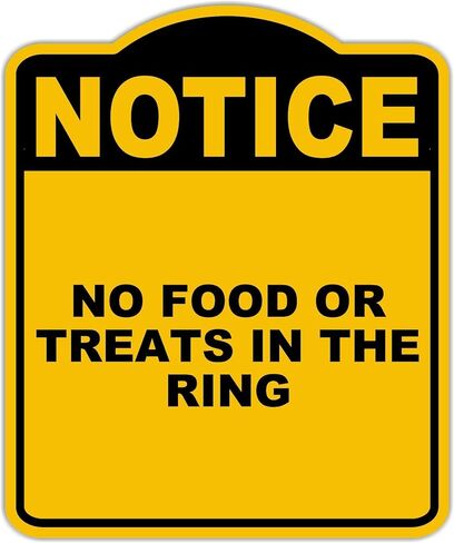 لا طعام أو يعامل في الحلقة لاحظت علامة الألومنيوم الأسود الصفراء 20 × 24 بوصة in Kuwait