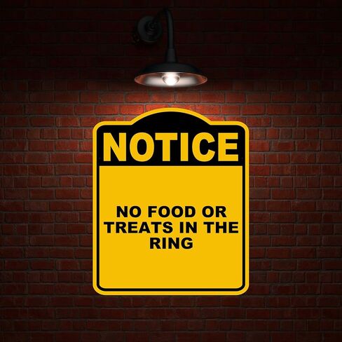 لا طعام أو يعامل في الحلقة لاحظت علامة الألومنيوم الأسود الصفراء 20 × 24 بوصة in Kuwait