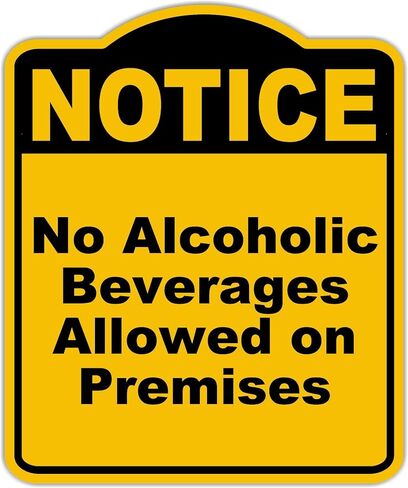 لا توجد مشروبات كحولية مسموح بها في المباني لاحظت علامة ألومنيوم أسود صفراء 8.5 × 10 بوصات in Kuwait