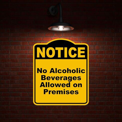 لا توجد مشروبات كحولية مسموح بها في المباني لاحظت علامة ألومنيوم أسود صفراء 8.5 × 10 بوصات in Kuwait