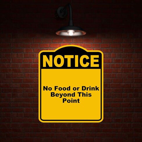 لا يوجد طعام أو مشروب وراء هذه النقطة لاحظ علامة مركبة من الألومنيوم الأسود الأصفر 15 × 18 بوصة in Kuwait