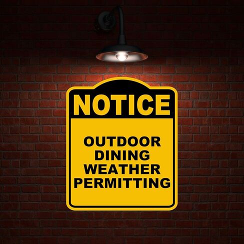 طقس الطعام في الهواء الطلق التصريح إشعارًا أصفر بالألومنيوم الأسود المركب 15 × 18 بوصة in Kuwait