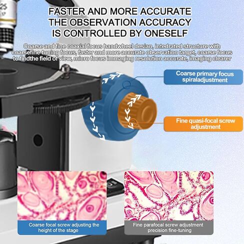 Microscope Kit for Students Back to School LED Monocular Student Compound Microscope Suitable for Beginners Portable Easy to Operate, Upper and Lower Light Sources, 100-1000x Magnification Powerful in Saudi Arabia