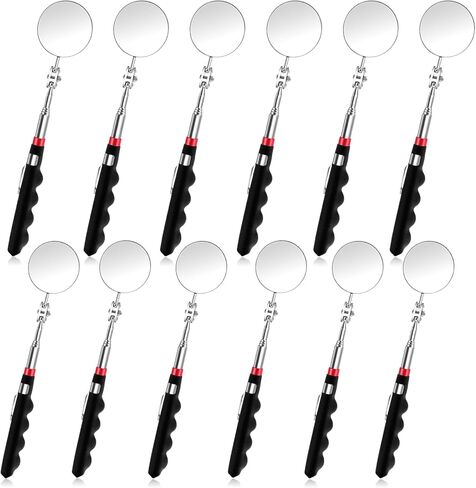 12 Pcs Telescoping Inspection Mirror Retractable Mechanical Mirrors Long Handle Under Vehicle Telescoping Mirrors Extendable 360 Rotation Detection Mirror for Mechanics Contractors Technicians in Saudi Arabia