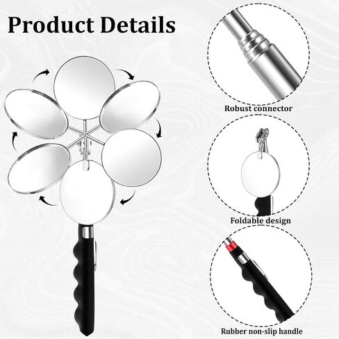12 Pcs Telescoping Inspection Mirror Retractable Mechanical Mirrors Long Handle Under Vehicle Telescoping Mirrors Extendable 360 Rotation Detection Mirror for Mechanics Contractors Technicians in Saudi Arabia