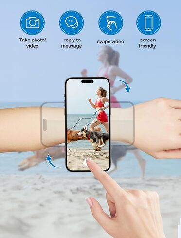 TOPGO Magnetic Running Phone Holder for iPhone, HD Mirror & Extendable Anti-Drop Rope for Gym/Yoga, 360° Rotatable Wrist Phone Holder, Fits iPhone 16 Pro & Android (Black, 2 Straps) in Saudi Arabia
