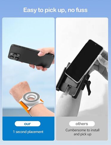 TOPGO Magnetic Running Phone Holder for iPhone, HD Mirror & Extendable Anti-Drop Rope for Gym/Yoga, 360° Rotatable Wrist Phone Holder, Fits iPhone 16 Pro & Android (Black, 2 Straps) in Saudi Arabia