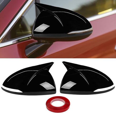 2PCS Compatible with Hyundai Sonata Ox Horn Side Mirror Covers Trim 2020 2021 2022 2023, Driver and Passenger Side Door Rearview Mirror Caps for Sonata 2023 W/Light Hole - Carbon Fiber in Kuwait
