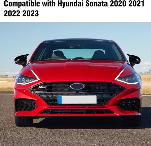 2PCS Compatible with Hyundai Sonata Ox Horn Side Mirror Covers Trim 2020 2021 2022 2023, Driver and Passenger Side Door Rearview Mirror Caps for Sonata 2023 W/Light Hole - Carbon Fiber in Kuwait