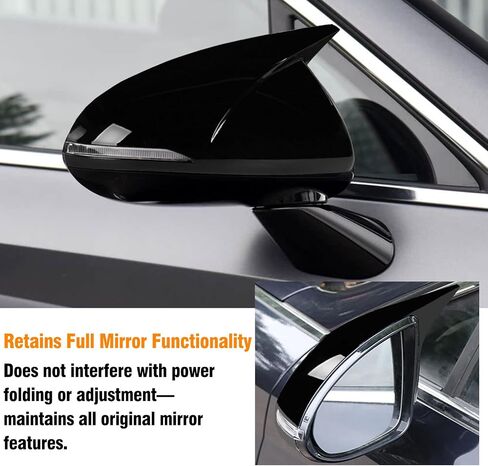 2PCS Compatible with Hyundai Sonata Ox Horn Side Mirror Covers Trim 2020 2021 2022 2023, Driver and Passenger Side Door Rearview Mirror Caps for Sonata 2023 W/Light Hole - Carbon Fiber in Kuwait