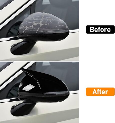2PCS Compatible with Hyundai Sonata Ox Horn Side Mirror Covers Trim 2020 2021 2022 2023, Driver and Passenger Side Door Rearview Mirror Caps for Sonata 2023 W/Light Hole - Carbon Fiber in Kuwait