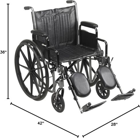 Drive Medical SSP220DDA-ELR Silver Sport 2 Full-Reclining Transport Wheelchair with Detachable Desk Arms and Swing-Away Elevating Leg Rest, Black in Saudi Arabia