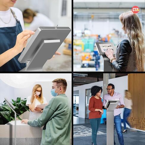 CTA Digital Compact Floor Stand - W/Universal Enclosure for iPad 7th/ 8th/ 9th Gen 10.2", Pro 11", Air 4, Galaxy Tab S2 9.7-Inch, Surface Go & More Black in Kuwait