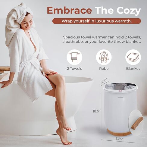 جهاز تدفئة المناشف من سيرين لايف، جهاز تدفئة المناشف الكبير باللون الأبيض للسبا والحمام، هدايا سخان المناشف الفاخرة له ولها، إغلاق تلقائي، يناسب منشفتي حمام كبيرتين، وبطانيات، وأردية حمام، وبيجامات in Kuwait