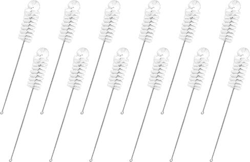 EISCO (Pack of 12) Nylon Cleaning Brushes with Fan-Shaped Ends, 12.25" - Twisted Stainless Steel Wire Handles - Ideal for 1.2" - 1.4" Diameter Tubes, Bottles, Flasks, Cylinders, Jars, Vases, Cups in Saudi Arabia
