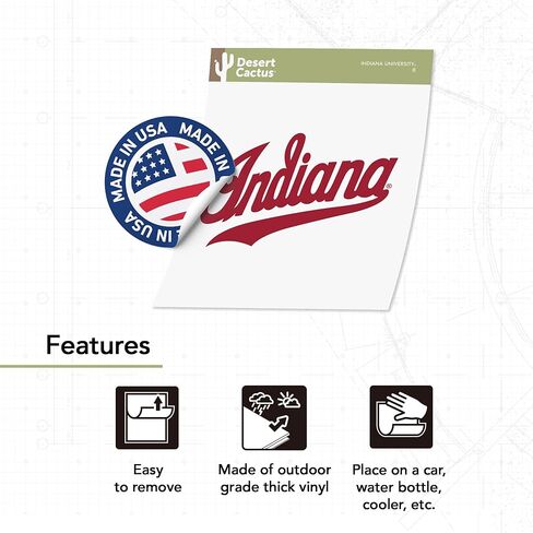 Desert Cactus Indiana University Bloomington Hoosiers Vinyl Secal Lacal Laptop Water Bottle Scrapbook Sticker (Ind 8) in Saudi Arabia