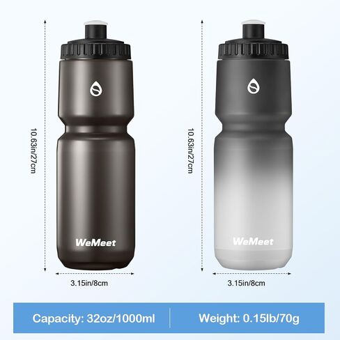 زجاجة مياه رياضية 32 أوقية ، خالية من BPA ، حزمة تسرب ، زجاجة ماء للدراجات مع سعة ، لركوب الدراجات في الجبال ، التخييم ، صالة الألعاب الرياضية (أسود وأسود أبيض) in Kuwait