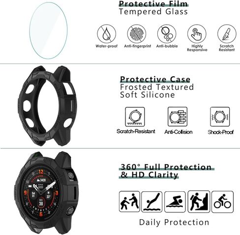 [1+4 Pack] متوافق مع Garmin Fenix ​​7x / Fenix ​​7X Pro / Garmin Epix Pro (Gen 2) 51mm واقي الشاشة والحالة ، فيلم واقٍ من الزجاج المقسى وغطاء الوجه الناعم TPU in Saudi Arabia