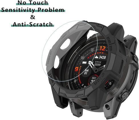 [1+4 Pack] متوافق مع Garmin Fenix ​​7x / Fenix ​​7X Pro / Garmin Epix Pro (Gen 2) 51mm واقي الشاشة والحالة ، فيلم واقٍ من الزجاج المقسى وغطاء الوجه الناعم TPU in Saudi Arabia