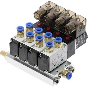 4Way 4V210-08 12V 24V 110V 220V أربع صمامات ملوثة ملواة كاتم الصوت 4MM 6MM 8MM 10MM 12MM مجموعة قاعدة تثبيت سريعة (تركيبات 4 مم ، DC24V) in Kuwait
