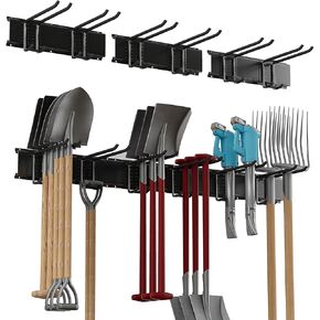 Garage Tool Rack Wall Mount – 64 inches Heavy-Duty Garden Tool Holder with 8 Adjustable Hanging Hooks – Garage Wall Storage Organizer for Shovel, Rake – Max Load 720 lbs (64 inch) in Kuwait