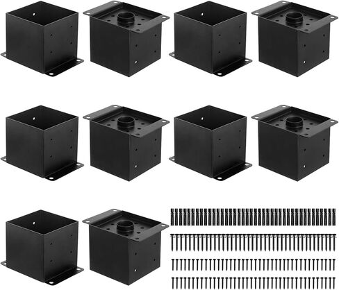 6x6 post base 4 pcs ، الحجم الداخلي 5.5 "× 5.5" ما بعد الأقواس الأساسية ، مرساة مرساة مرساة مرساة بودرة شديدة التحرك ، لوحة دعم درابزين سطح السفينة جناح in Kuwait