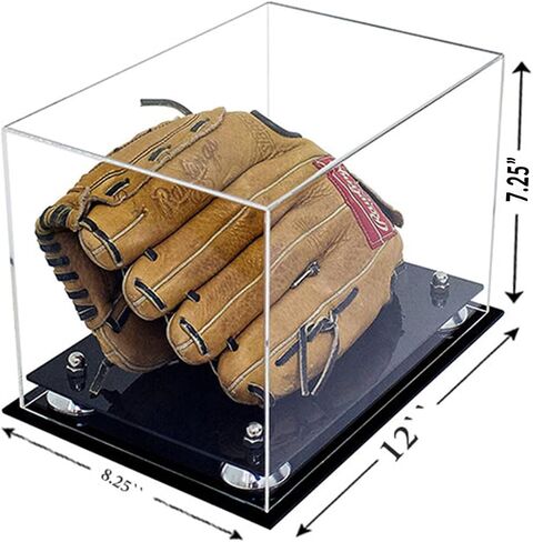 Clear Acrylic Baseball Glove Display Case with Silver Risers (A018/V40) in Saudi Arabia