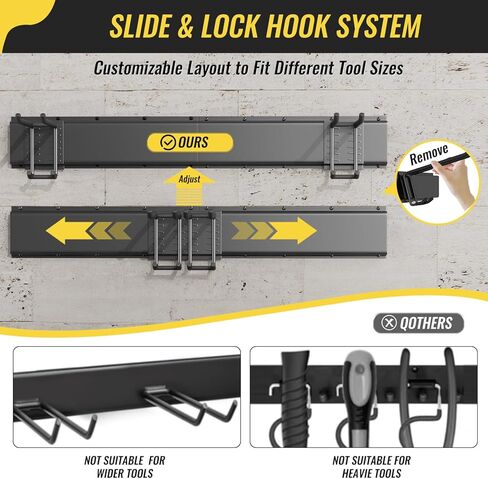 Garage Tool Rack Wall Mount – 64 inches Heavy-Duty Garden Tool Holder with 8 Adjustable Hanging Hooks – Garage Wall Storage Organizer for Shovel, Rake – Max Load 720 lbs (64 inch) in Kuwait