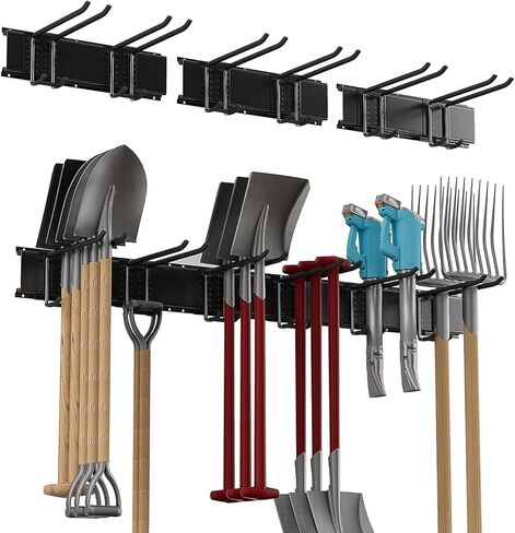 Garage Tool Rack Wall Mount – 64 inches Heavy-Duty Garden Tool Holder with 8 Adjustable Hanging Hooks – Garage Wall Storage Organizer for Shovel, Rake – Max Load 720 lbs (64 inch) in Kuwait