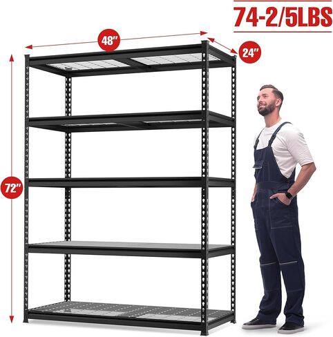 WORKPRO 5-Tier Metal Garage Shelving Unit, 36"W x 18"D x 72"H Storage Shelves, Adjustable Storage Rack Heavy Duty Shelf, 4000 lbs Load Capacity (Total), for Garage, Kitchen, Bathroom, Warehouse in Saudi Arabia