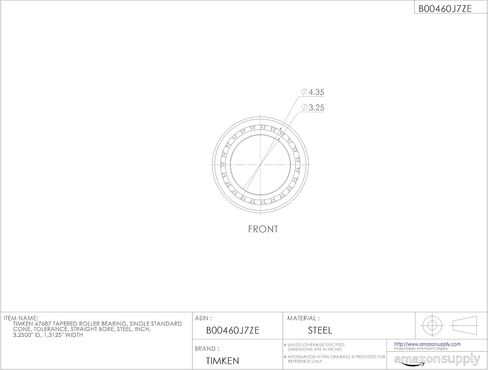 Timken 47687 محمل أسطوانة مدبب ، مخروط واحد ، التسامح القياسي ، التجويف المستقيم ، الصلب ، بوصة ، 3.2500 "معرف ، 1.312" in Saudi Arabia